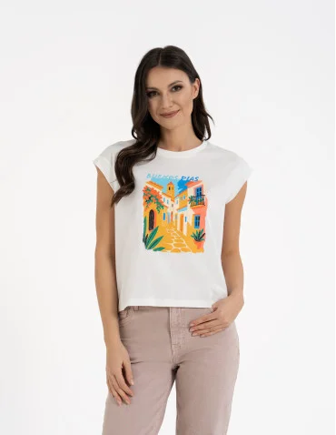 T-shirt damski bawełniany z nadrukiem - WZÓR 2