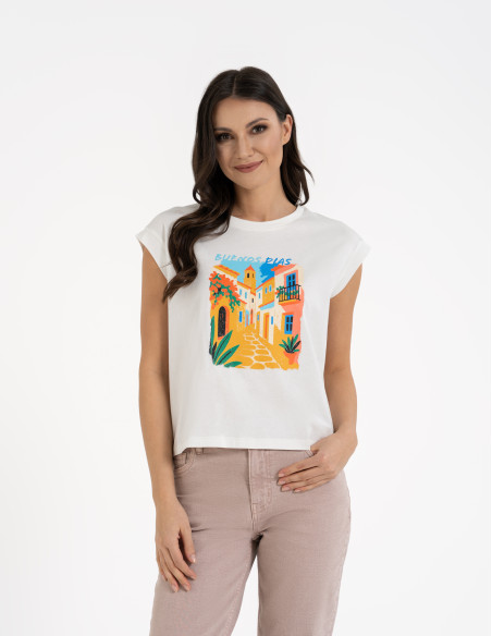 T-shirt damski bawełniany z...