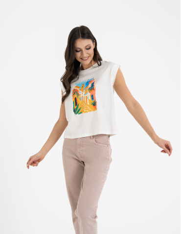 Koszulki z krótkim rękawem - T-shirt damski bawełniany z nadrukiem WZÓR 2 - produkt 9