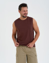 Koszulka męska tank top bez rękawów luźna BRĄZOWY