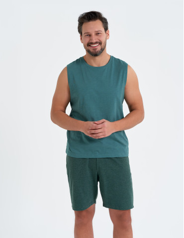 Koszulki i Tank Topy - Koszulka męska tank top bez rękawów luźna ZIELONY - produkt 2