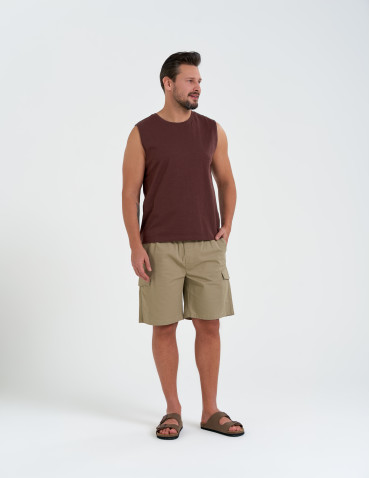 Koszulki i Tank Topy - Koszulka męska tank top bez rękawów luźna BRĄZOWY - produkt 3