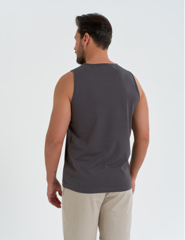Tank Topy - Tank top męski koszulka bez rękawów bawełniana 100% SZARY - produkt 1