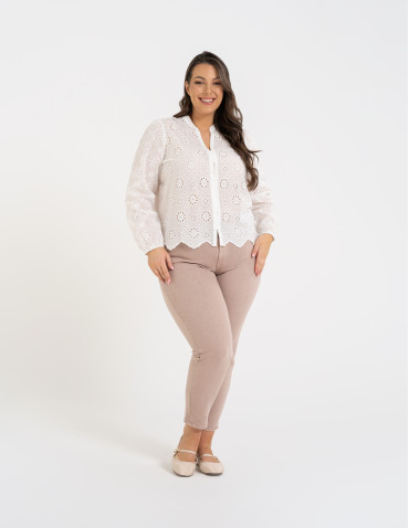 Koszule - Koszula damska ażurowa BIAŁY - produkt 11