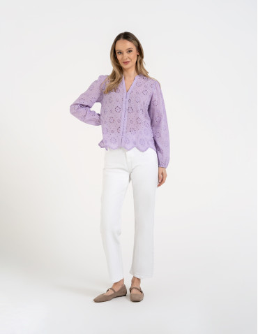 Koszule - Koszula damska ażurowa FIOLETOWY - produkt 10