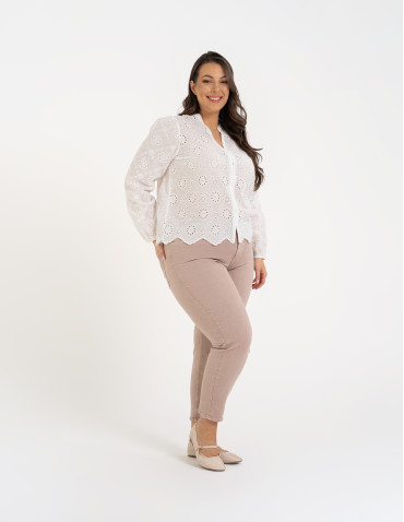 Koszule - Koszula damska ażurowa BIAŁY - produkt 13