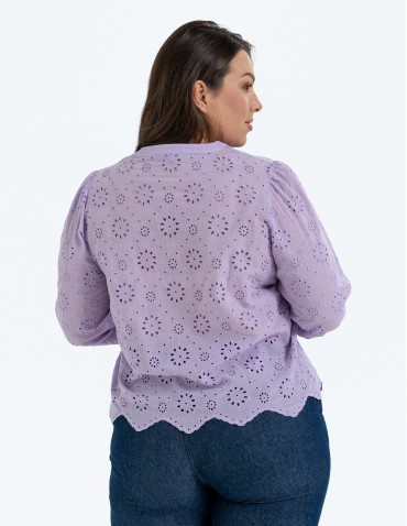 Koszule - Koszula damska ażurowa FIOLETOWY - produkt 12