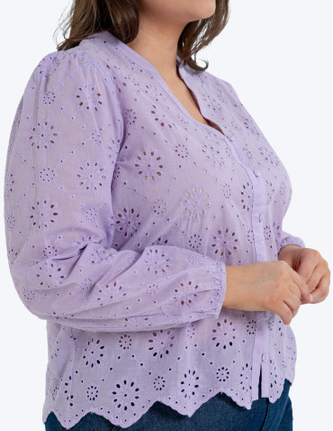 Koszule - Koszula damska ażurowa FIOLETOWY - produkt 13