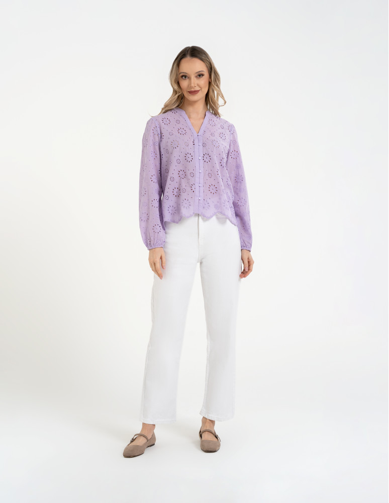 Koszule - Koszula damska ażurowa FIOLETOWY  - produkt moraj.pl 8