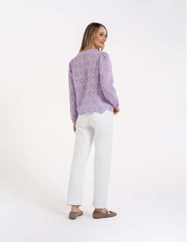 Koszule - Koszula damska ażurowa FIOLETOWY - produkt 9