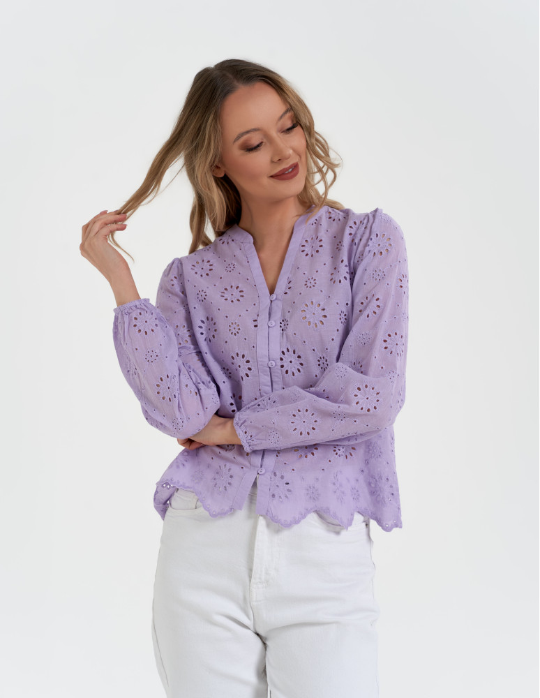 Koszule - Koszula damska ażurowa FIOLETOWY  - produkt moraj.pl 7