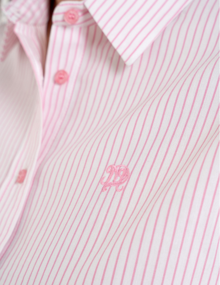 Koszule - Klasyczna koszula damska bawełniana w paski RÓŻOWY  - produkt moraj.pl 8