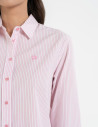 Klasyczna koszula damska bawełniana w paski RÓŻOWY