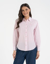 Klasyczna koszula damska bawełniana w paski RÓŻOWY
