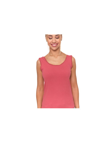 Topy na ramiączkach - Top damski bez rękawów z koronkowym wykończeniem RÓŻOWY - produkt 4