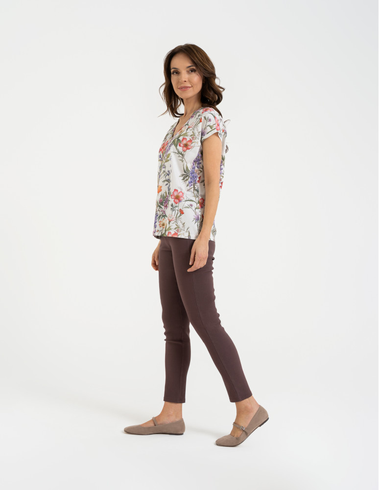 Bluzki z krótkim rękawem - Bluzka damska z krótkim rękawem i roślinnym motywem WZÓR 1 - produkt moraj.pl 4