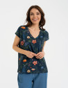 Bluzka damska z krótkim rękawem i roślinnym motywem WZÓR 2