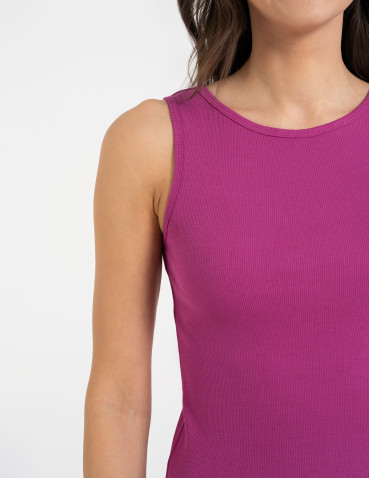 Topy na ramiączkach - Damska koszulka Tank Top w prążek FIOLETOWY - produkt 3