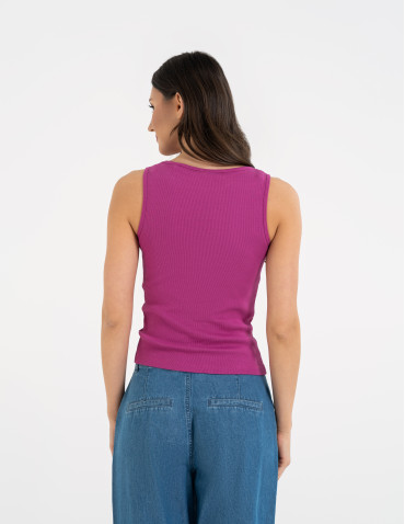 Topy na ramiączkach - Damska koszulka Tank Top w prążek FIOLETOWY - produkt 5