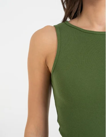 Damska koszulka Tank Top w prążek - ZIELONY  - produkt 2