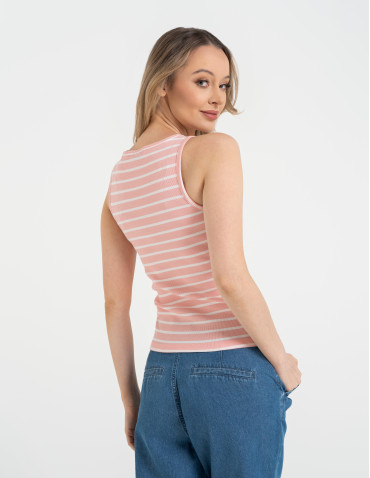 Topy na ramiączkach - Damska koszulka Tank Top w prążek WZÓR 2 - produkt 8