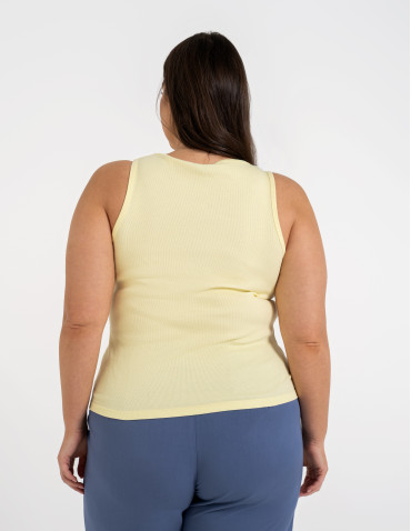 Topy na ramiączkach - Damska koszulka Tank Top w prążek ŻÓŁTY - produkt 7