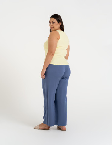 Topy na ramiączkach - Damska koszulka Tank Top w prążek ŻÓŁTY - produkt 8