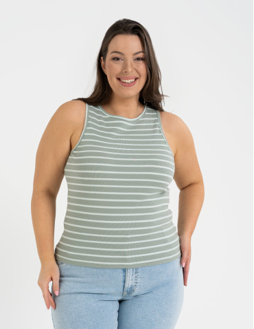 Damska koszulka Tank Top w prążek - WZÓR 1