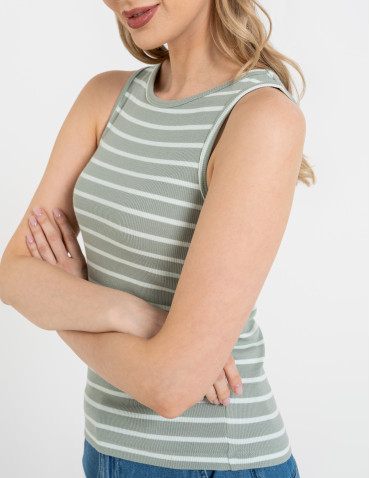 Topy na ramiączkach - Damska koszulka Tank Top w prążek WZÓR 1 - produkt 4