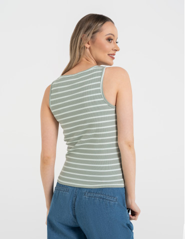 Topy na ramiączkach - Damska koszulka Tank Top w prążek WZÓR 1 - produkt 5