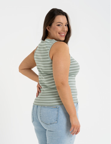 Topy na ramiączkach - Damska koszulka Tank Top w prążek WZÓR 1 - produkt 6