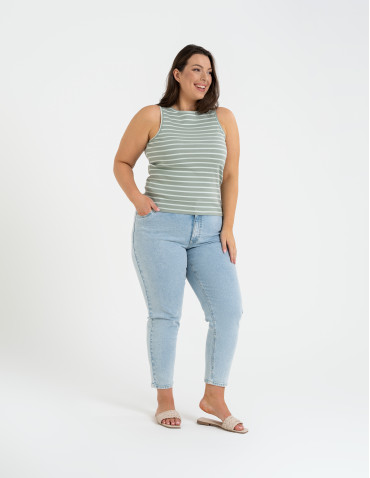 Topy na ramiączkach - Damska koszulka Tank Top w prążek WZÓR 1 - produkt 9