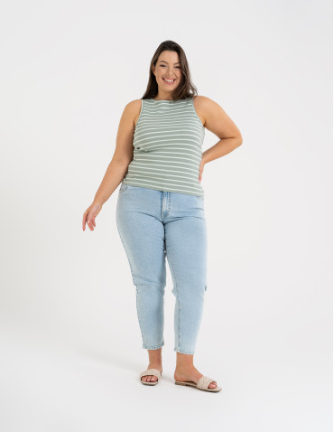 Topy na ramiączkach - Damska koszulka Tank Top w prążek WZÓR 1 - produkt 11