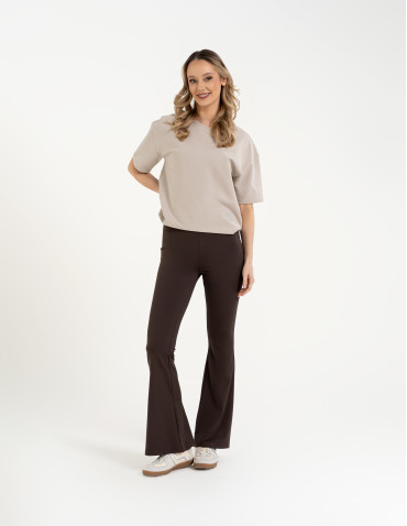 Legginsy dzwony damskie wysoki stan z rozszerzaną nogawką