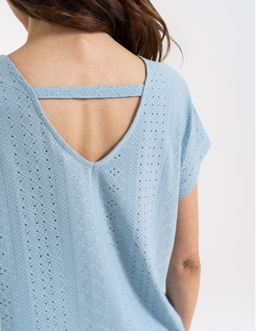 Bluzka damska ażurowa z ozdobnym wycięciem na plecach  - produkt 2