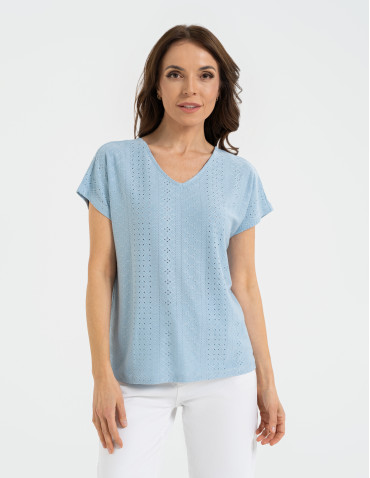 Bluzka damska ażurowa z ozdobnym wycięciem na plecach