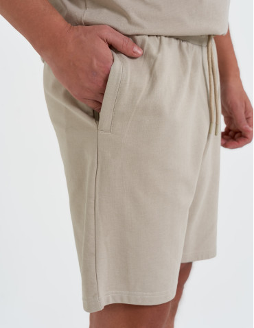 Krótkie spodenki męskie dresowe - BEŻOWY  - produkt 2