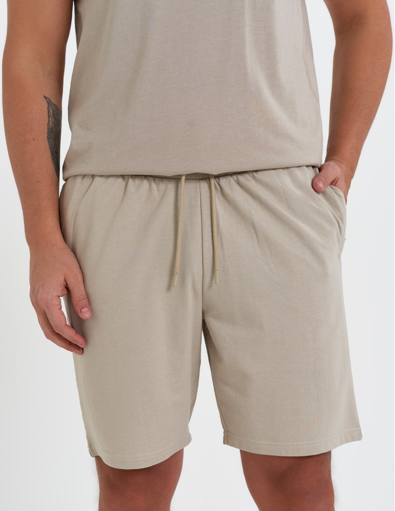 Krótkie spodenki męskie dresowe BEŻOWY