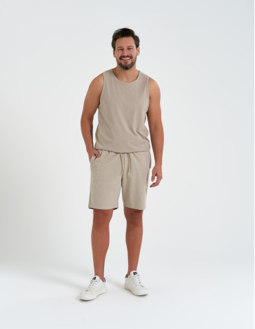 Szorty dresowe - Krótkie spodenki męskie dresowe BEŻOWY - produkt 4
