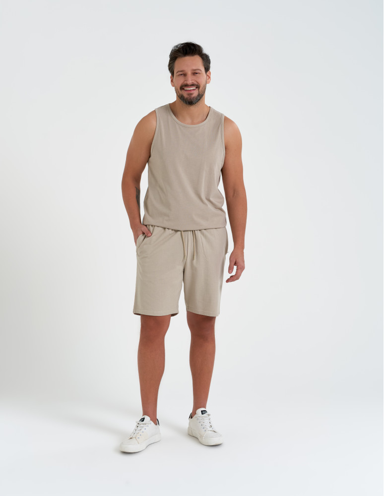 Szorty dresowe - Krótkie spodenki męskie dresowe BEŻOWY - produkt moraj.pl 4