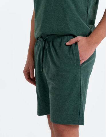 Krótkie spodenki męskie dresowe - ZIELONY