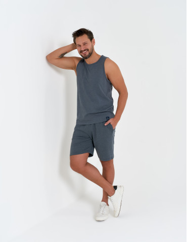 Koszulki i Tank Topy - Męski tank top gładka koszulka bez rękawów GRANATOWY - produkt 7