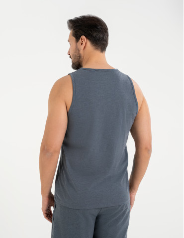 Koszulki i Tank Topy - Męski tank top gładka koszulka bez rękawów GRANATOWY - produkt 2