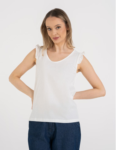 Koszulka damska bawełniana z falbanką
