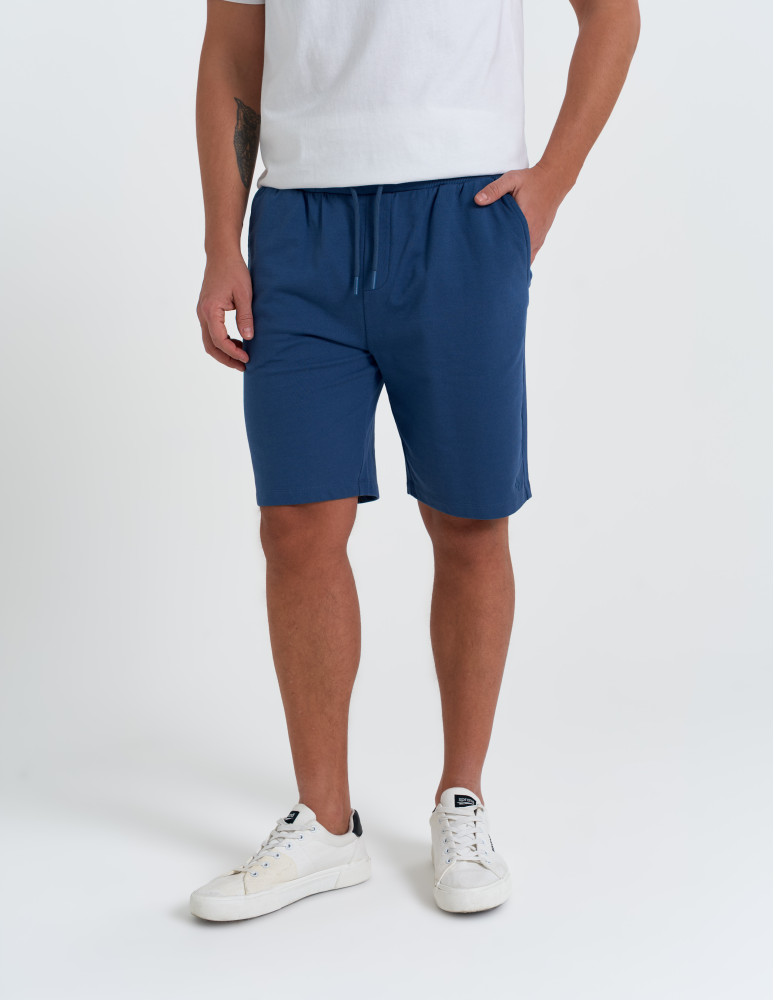 Szorty dresowe - Szorty męskie dresowe spodenki gładkie NIEBIESKI  - produkt moraj.pl 2