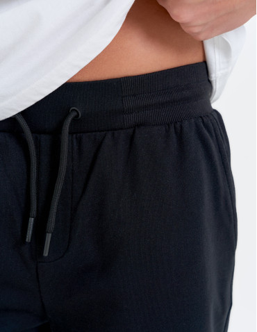 Szorty męskie dresowe spodenki gładkie - CZARNY  - produkt 2