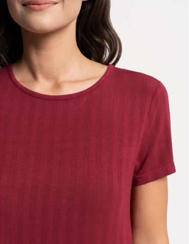 Piżamy z krótkim rękawem - Piżama damska dwuczęściowa z szerokimi spodniami CZERWONY - produkt 6