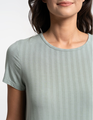 Piżamy z krótkim rękawem - Piżama damska dwuczęściowa z szerokimi spodniami JASNY ZIELONY - produkt 3