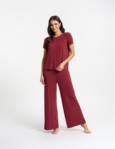 Piżama damska dwuczęściowa z szerokimi spodniami