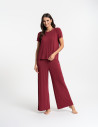 Piżama damska dwuczęściowa z szerokimi spodniami CZERWONY
